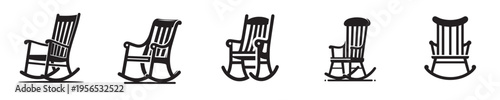 rocking chair vector with silhouette style
