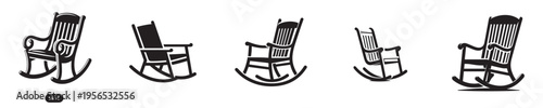rocking chair vector with silhouette style