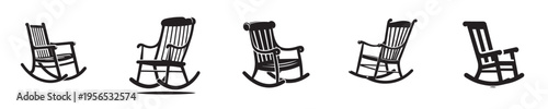 rocking chair vector with silhouette style