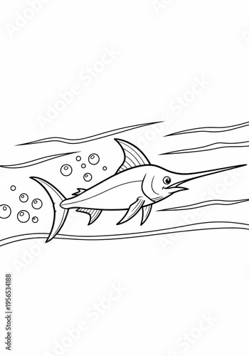 A shark swimming in the ocean with bubbles