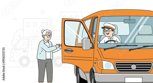 Senior assistance services, illustrating accessible transportation for elderly people and caring