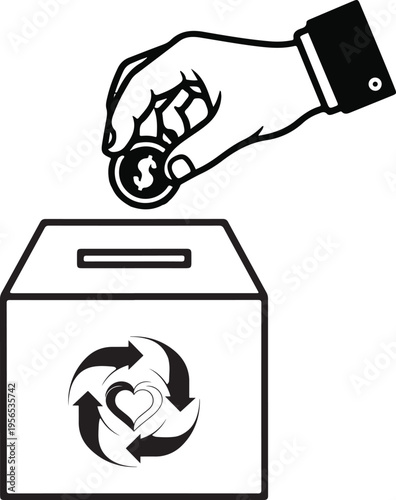 Charity Box, Donation Box, Coin,Donation Icon