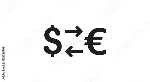 Currency exchange from us dollar to euro a simple graphic silhouette
