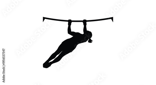 Athlete performing a muscle up on a bar dynamic pose silhouette