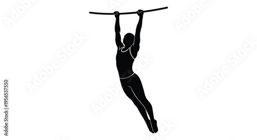 A person performing a pull up exercise in a stark silhouette