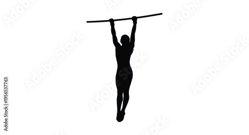 A person doing a pull up exercise against a white backdrop silhouette