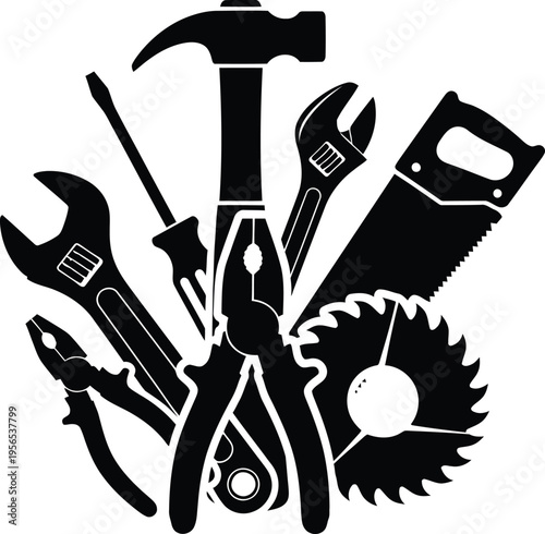 Collection of essential hand tools for construction and diy projects