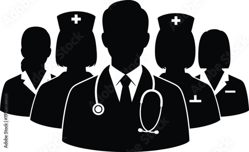 Medical professionals silhouette