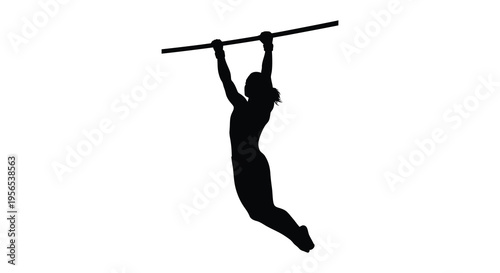 A person doing a pull up exercise against a white background silhouette