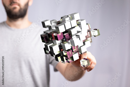 Man touching a network of c...