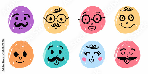 Colorful cartoon eggs with expressive faces and unique personalities