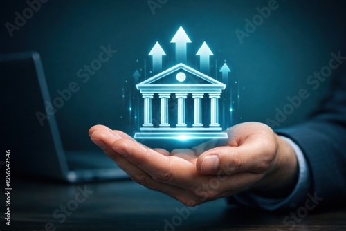 AI Financial Institution Growth with Banking Performance Metrics and Economic Expansion Concept
