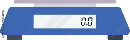 Classic blue weight machine for measurement of weight of things. on white background.
