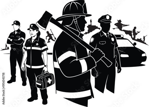 Firefighter and emergency responders at scene