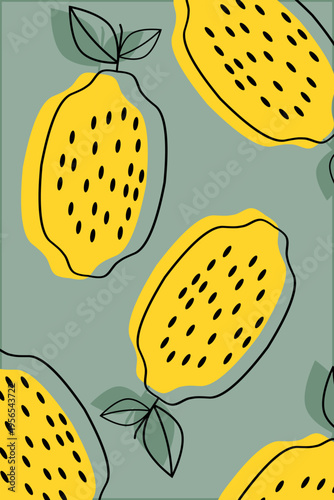 Ilustracja - cytryny na niebieskim tle