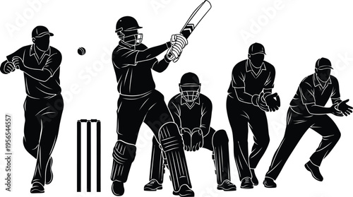 Cricket players in action on the field