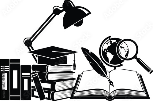 Academic and educational icons illustration