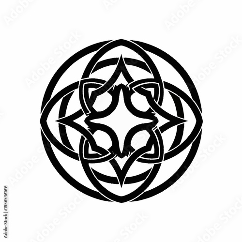 Intricate Celtic Knotwork Symbol in Black and White.
