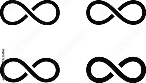 A collection of four simple black infinity symbol icons arranged in a clean grid against white Vector