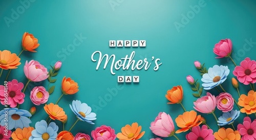 Happy mother's day wishes with beautiful flowers and greeting