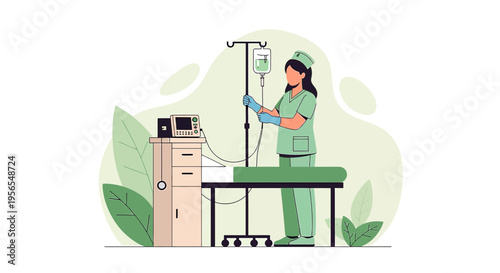 Veterinarian Administering IV Drip to Animal Patient in Clinic