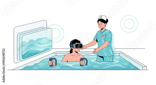 Virtual Reality Therapy in Hydrotherapy Pool with Nurse Assistance