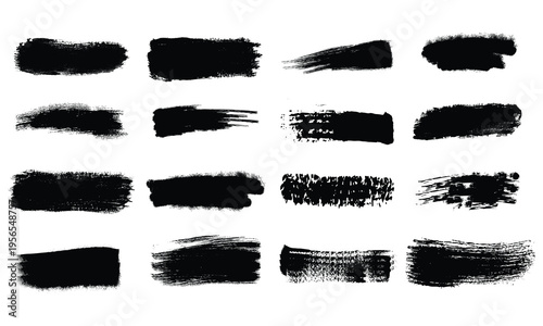 Grungy brush strokes silhouette collection distressed black art