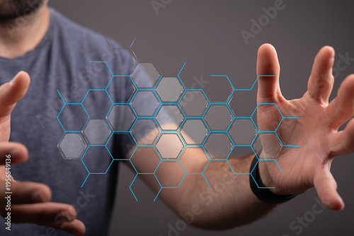 Hand reaching towards netwo...