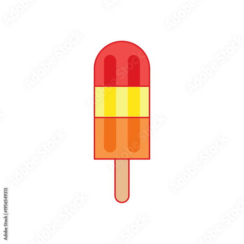 Colorful Popsicle Ice Cream Stick, Summer Treat, Refreshing Dessert, Flat Design