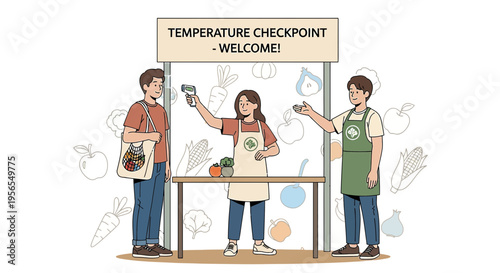 Temperature Checkpoint at Grocery Store Entrance