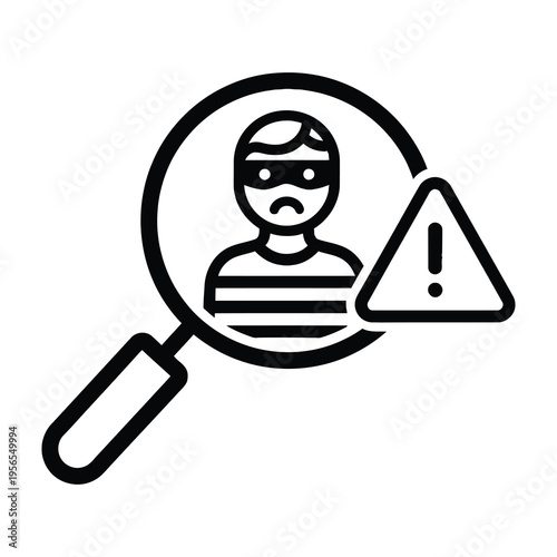 Warning sign alert for suspicious person under investigation