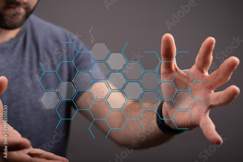 Close up of a man's hand in...
