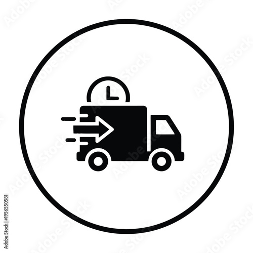 Fast delivery truck icon with clock symbolizing speed and timely shipping