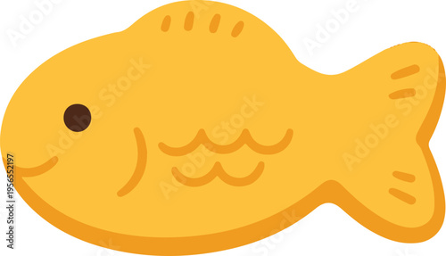 Fish-Shaped Bread Pastry with Solid Black Eye, Cute Flat Design vector illustration
