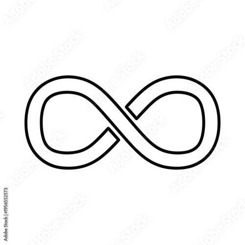 Minimalist infinity symbol line drawing, representing endless possibilities and continuity, isolated on white background