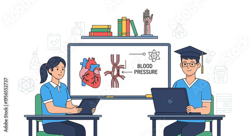 Students Learning About Blood Pressure and Human Anatomy in a Classroom Setting