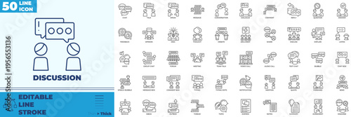 Discussion Line Editable Icons set
