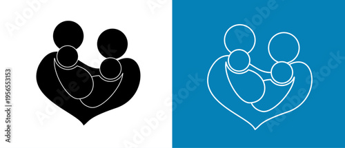 Happy family icon silhouette vector illustration isolated flat style.together,take care of each other