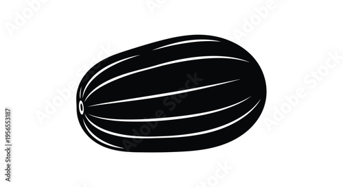 Black silhouette of a melon on a isolated on white background