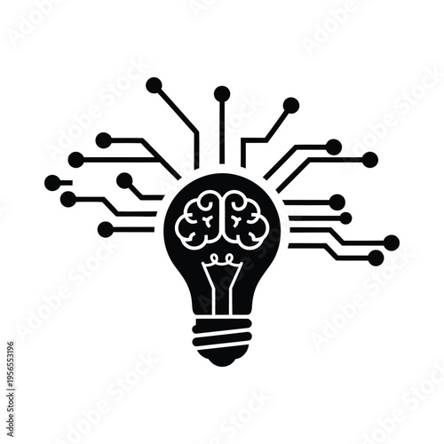 Illustration of a light bulb with a brain inside, symbolizing innovation and intelligence in technology