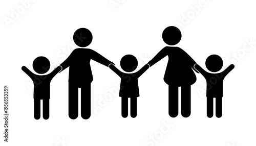 Happy family icon silhouette vector illustration isolated flat style.together,take care of each other