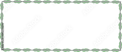 Green leaves frame border with rope and twine elements in a rustic style