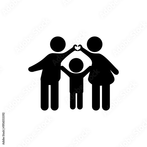 Happy family icon silhouette vector illustration isolated flat style.together,take care of each other