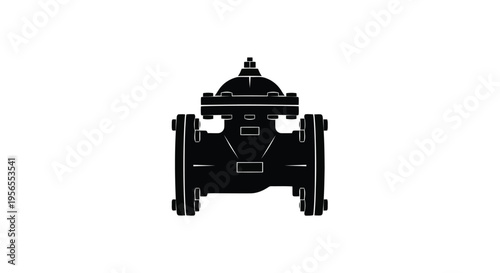 Black silhouette of a valve against a isolated on white background