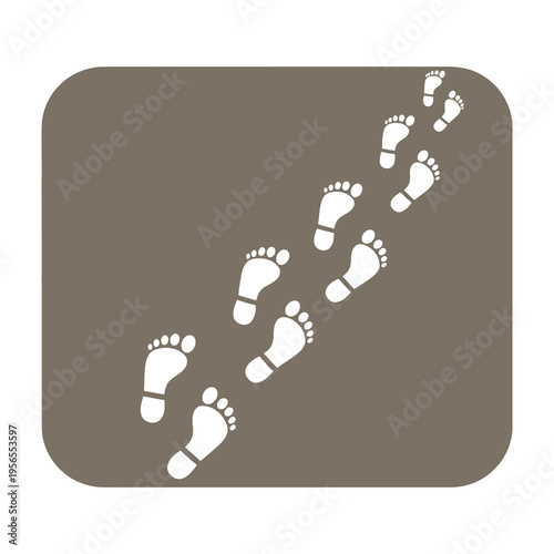 Footprints trail white on brown background