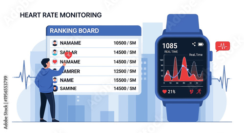 Smartwatch Heart Rate Monitoring Ranking Board with User Interaction