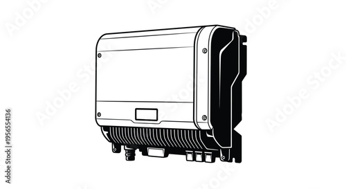 Detailed isometric 3D rendering of a rectangular electronic device with ventilation isolated on white background