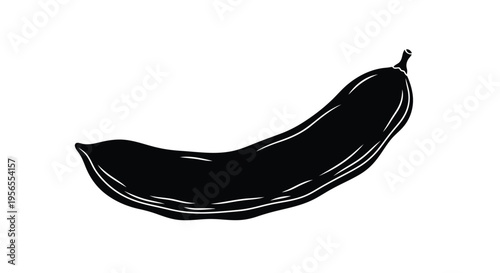 Black silhouette of a banana on a isolated on white background