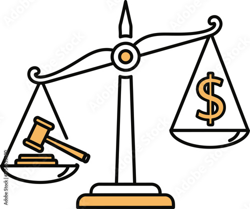 Law and finance scales balance justice and money