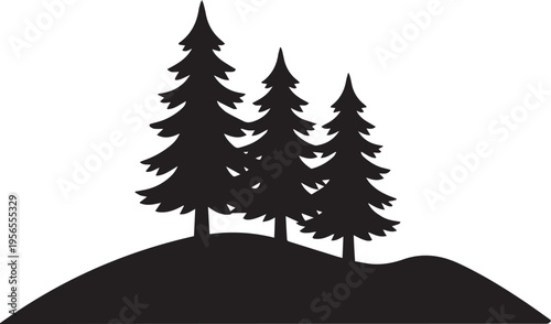 Forest Pine Trees Nature Village Silhouettes